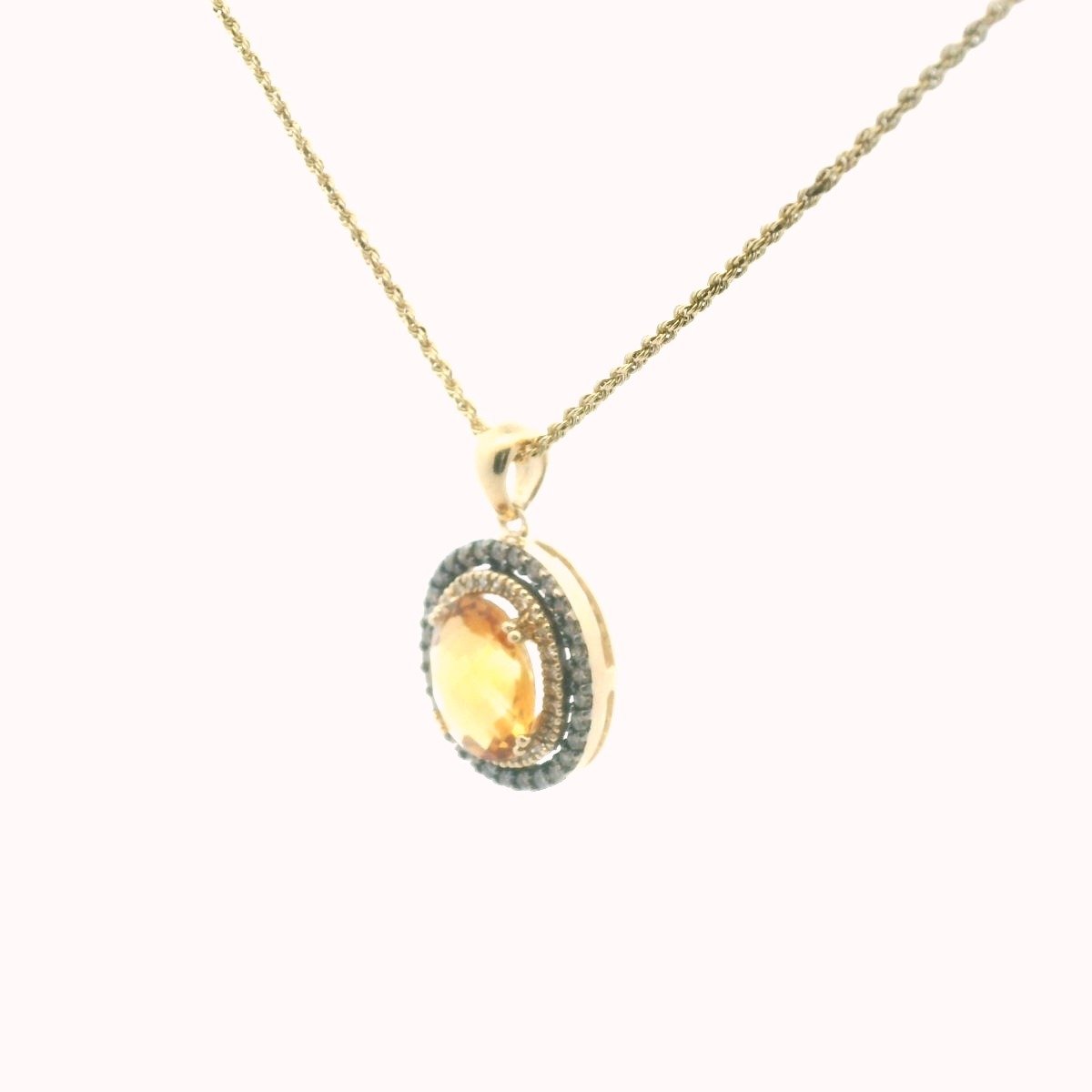 LeVian 14K Yellow Gold Diamond & Checerboard Cut Citrine Necklace