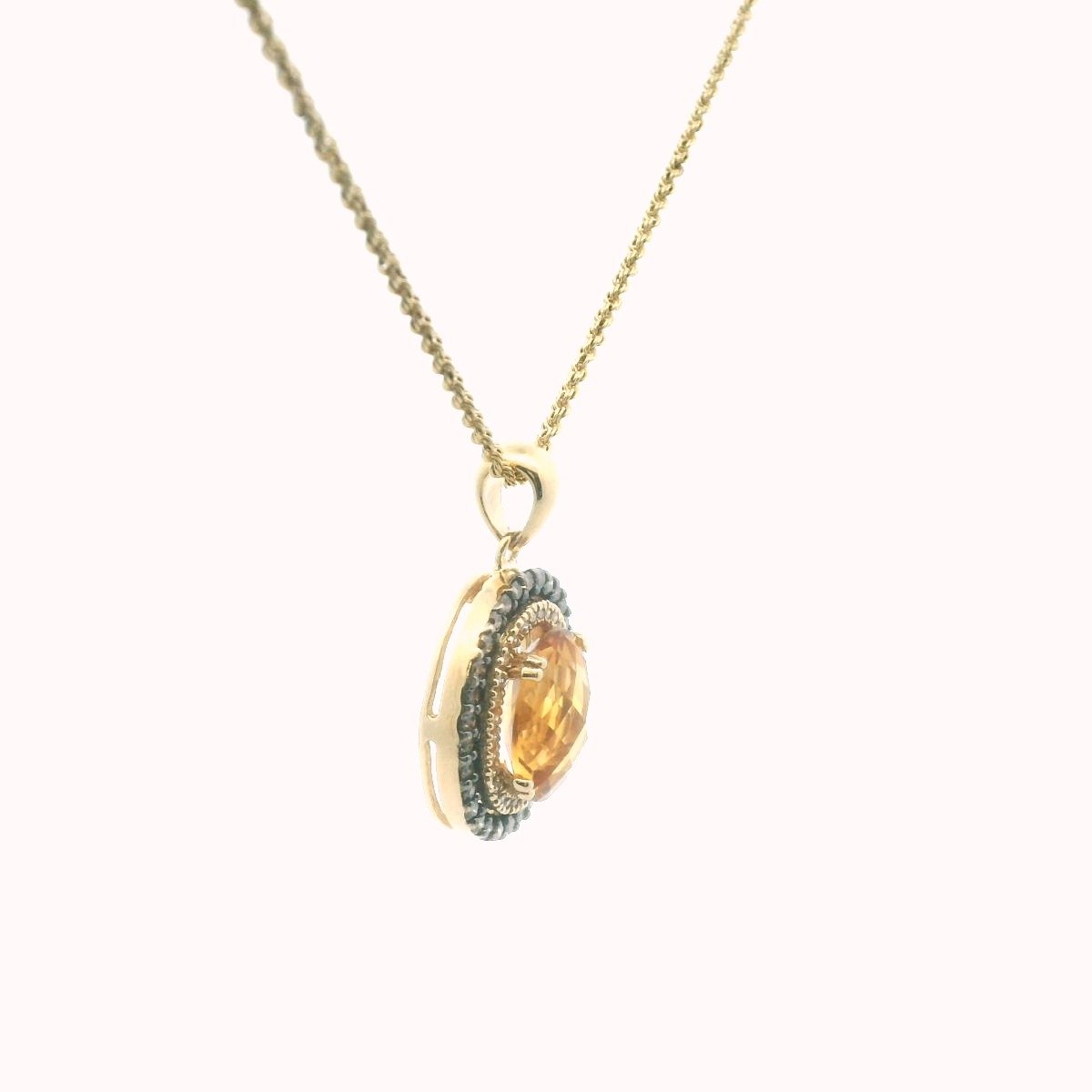 LeVian 14K Yellow Gold Diamond & Checerboard Cut Citrine Necklace