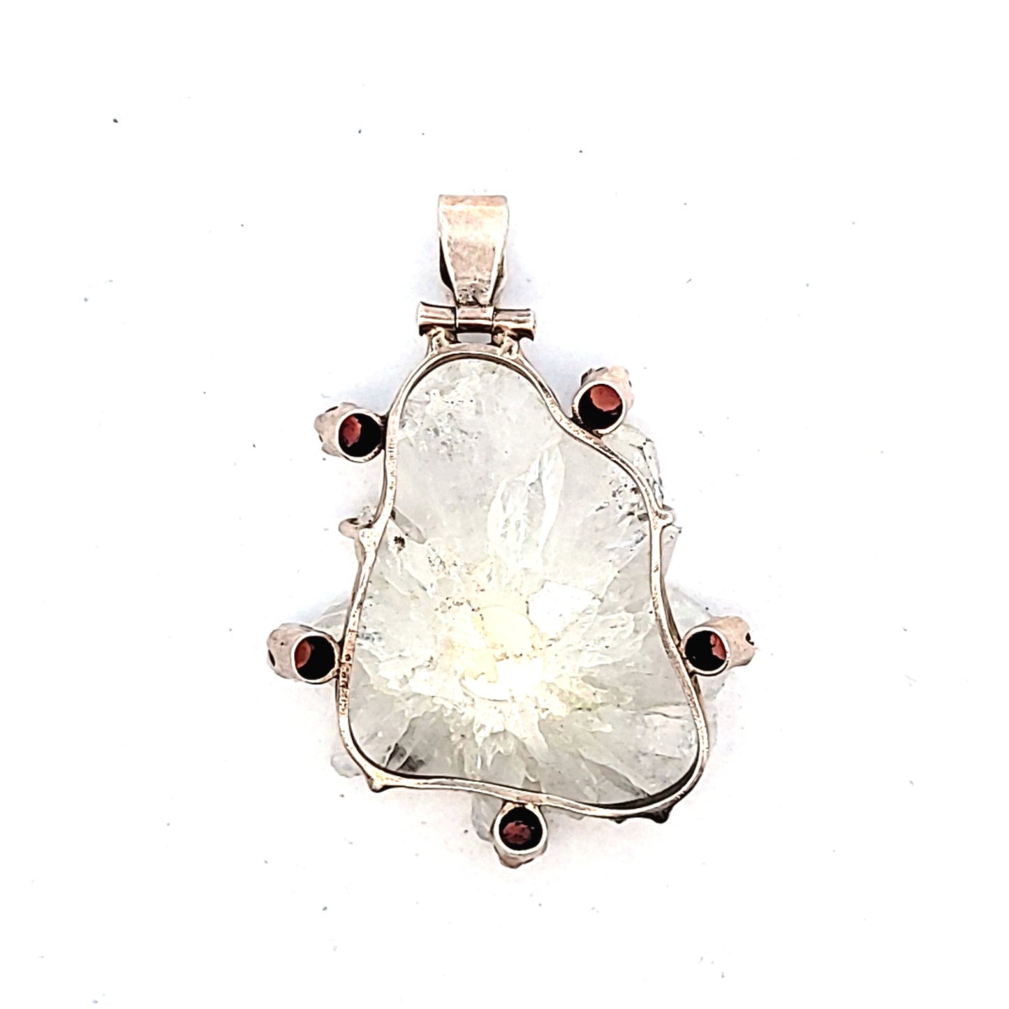 Handmade Sterling Silver Quartz Garnet & Peridot Pendant