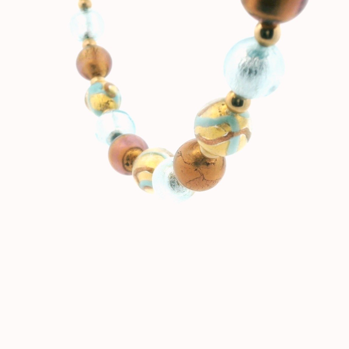 14K Yellow Gold Murano Glass Bead Necklace