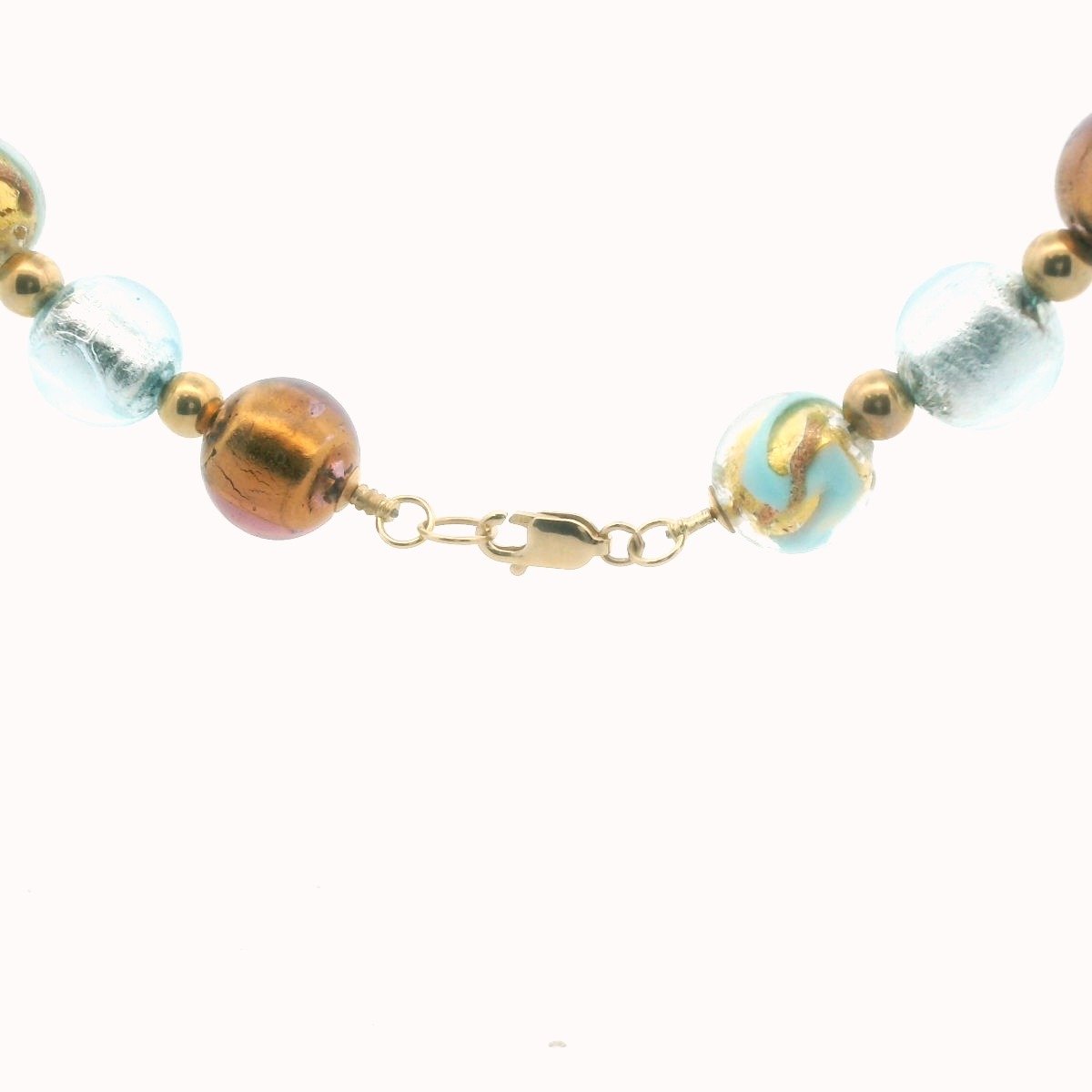 14K Yellow Gold Murano Glass Bead Necklace