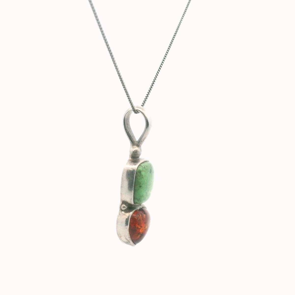 Sajen Sterling Silver Turquoise & Amber Necklace