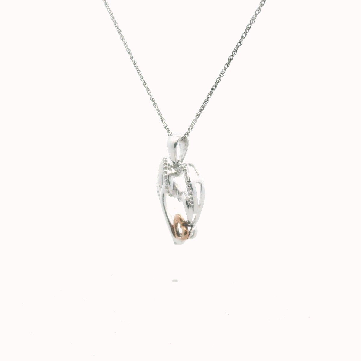 Sterling Silver & Gold Plate Diamond Heart Necklace