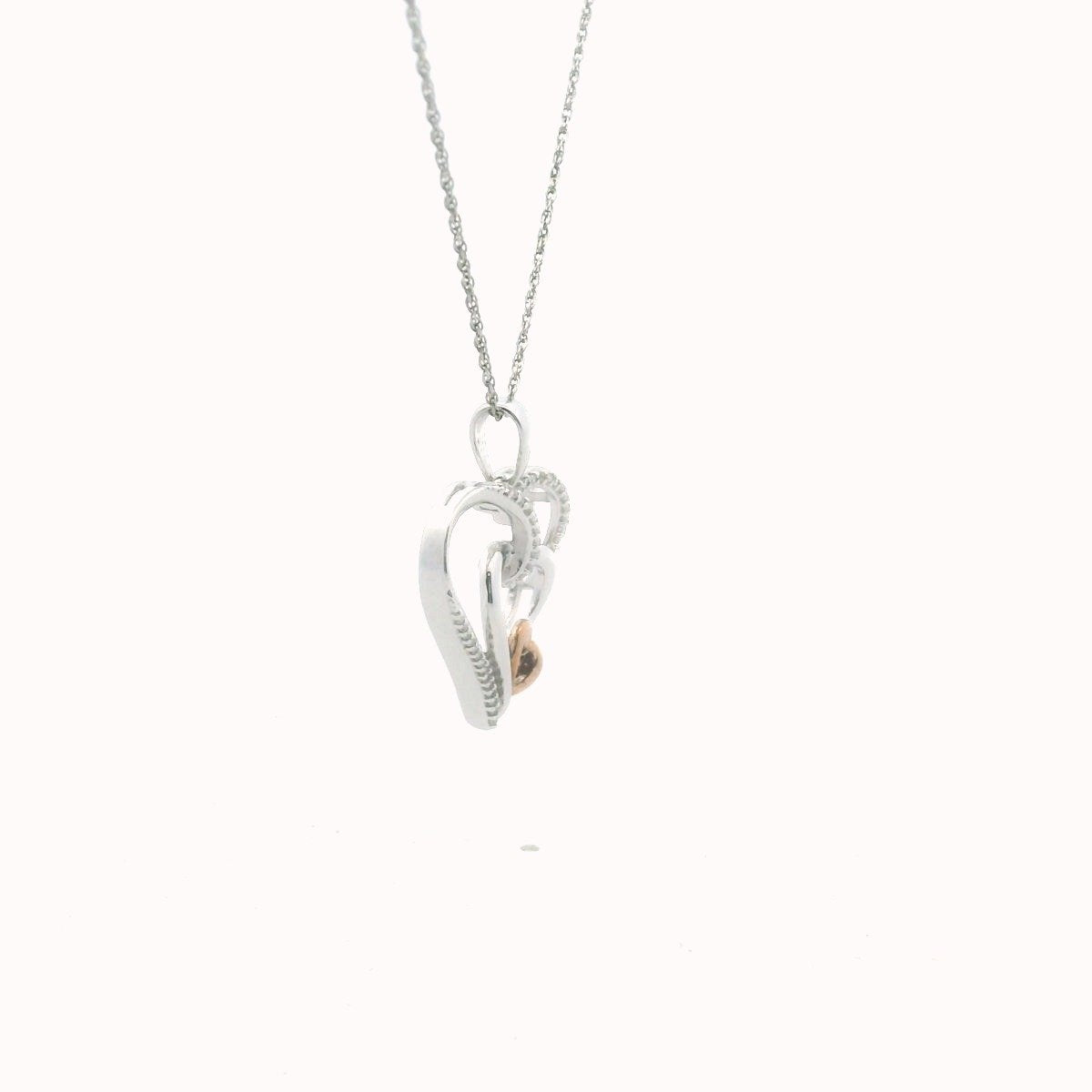 Sterling Silver & Gold Plate Diamond Heart Necklace