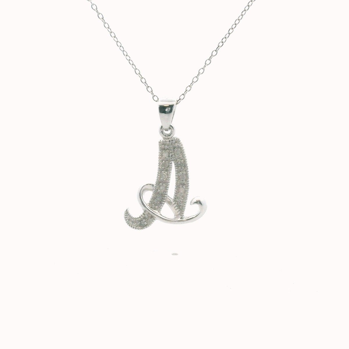Sterling Silver Diamond A Pendant Necklace