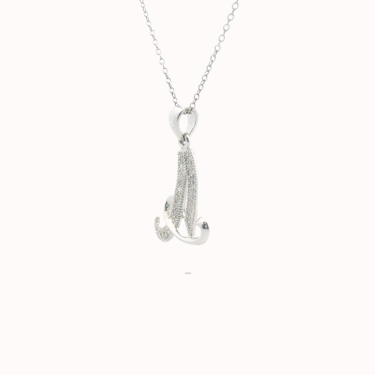 Sterling Silver Diamond A Pendant Necklace