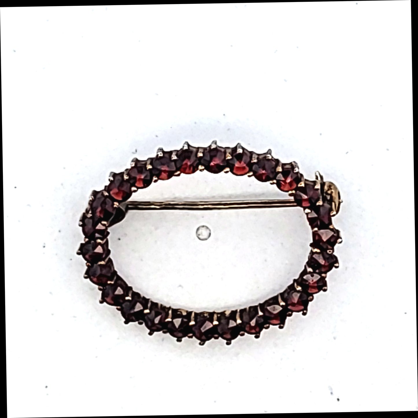 Vintage 900 Silver Bohemian Garnet Oval Brooch