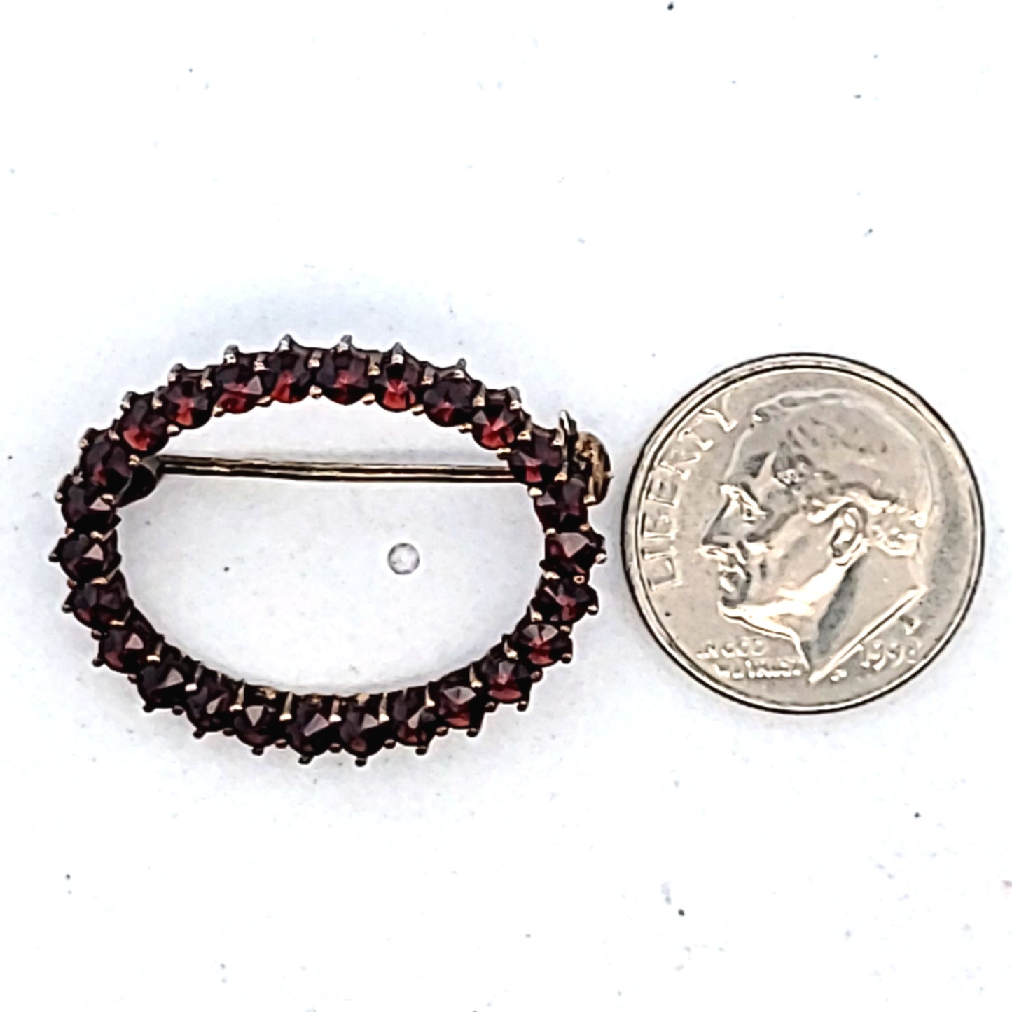 Vintage 900 Silver Bohemian Garnet Oval Brooch