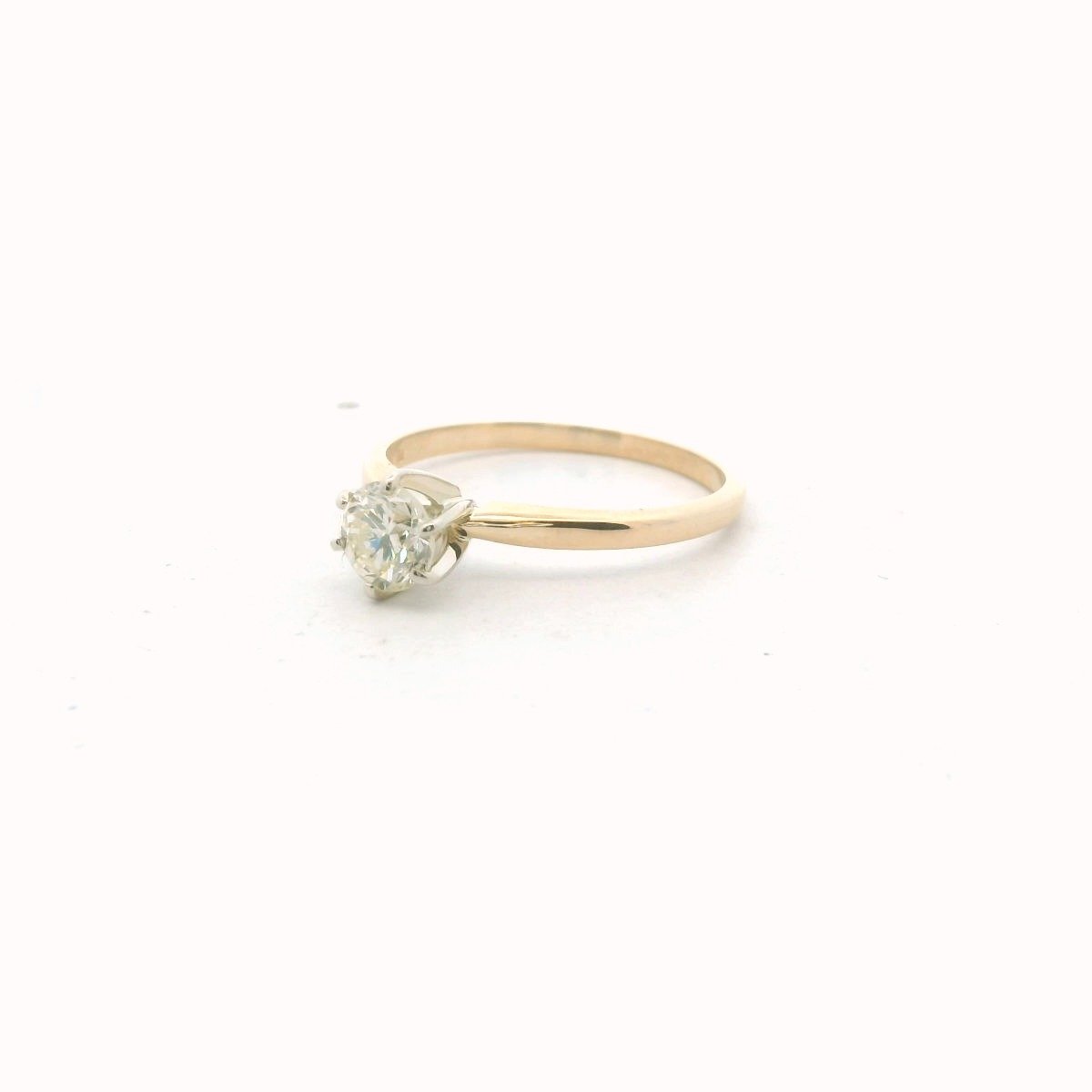 14K Two Tone Gold 0.55ct Diamond Solitaire Engagement Ring