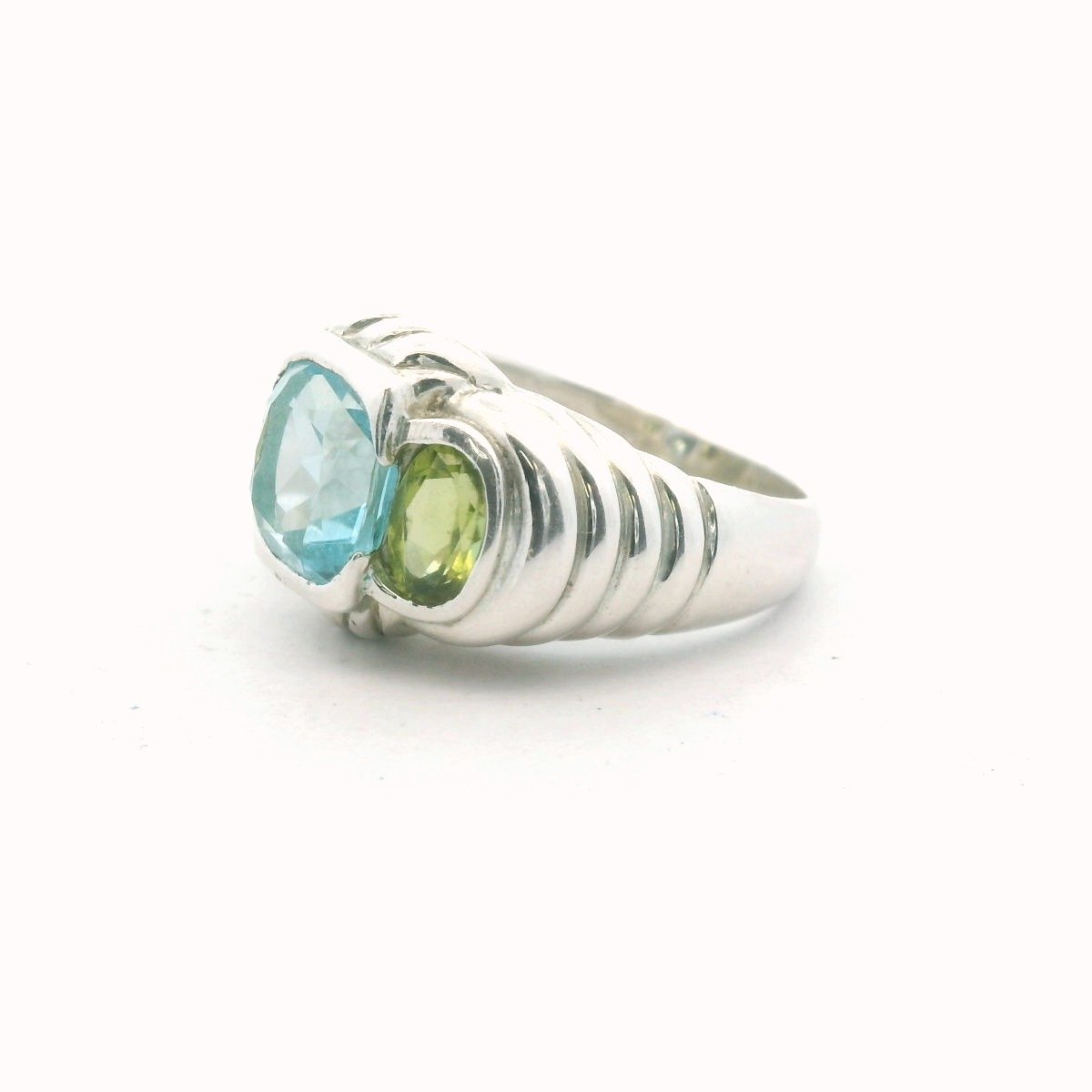 Judith Ripka Sterling Silver Blue Topaz & Peridot Ring