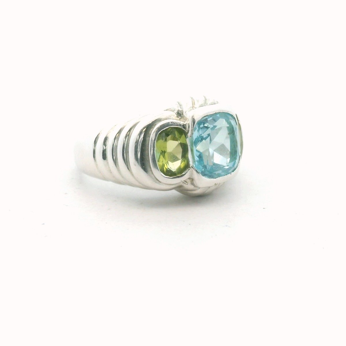 Judith Ripka Sterling Silver Blue Topaz & Peridot Ring