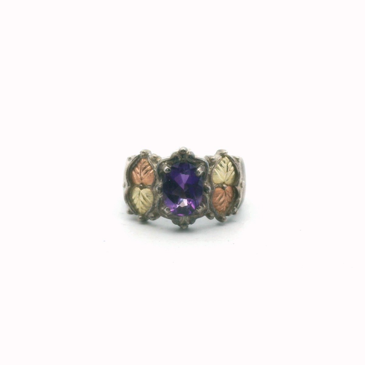 Sterling Silver & 12K Two Tone Gold Amethyst Ring