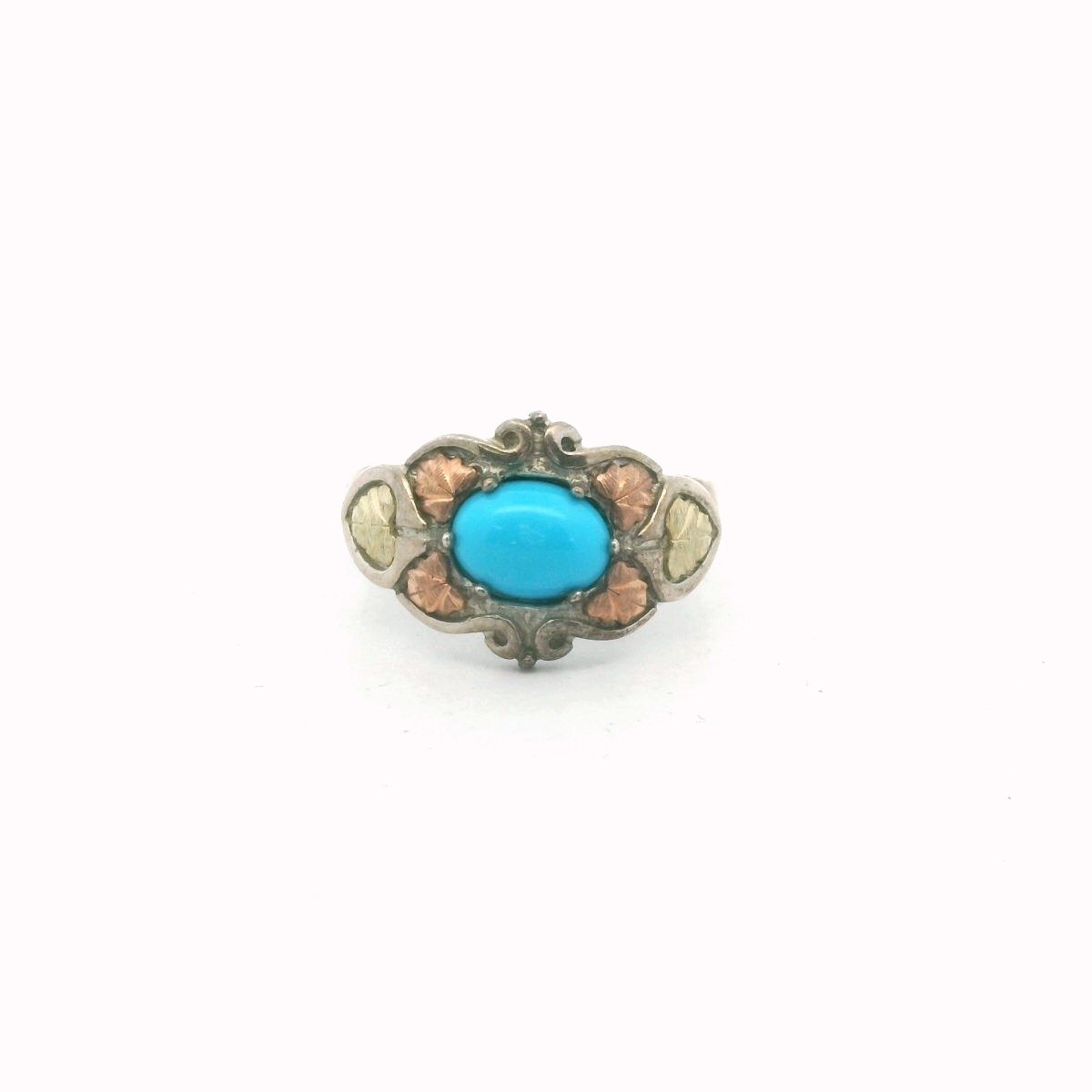Sterling Silver & 12K Multi-Tone Gold Turquoise Ring