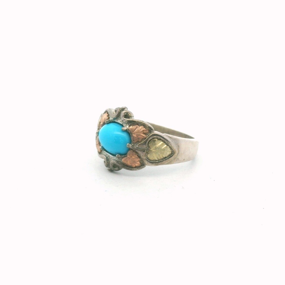 Sterling Silver & 12K Multi-Tone Gold Turquoise Ring