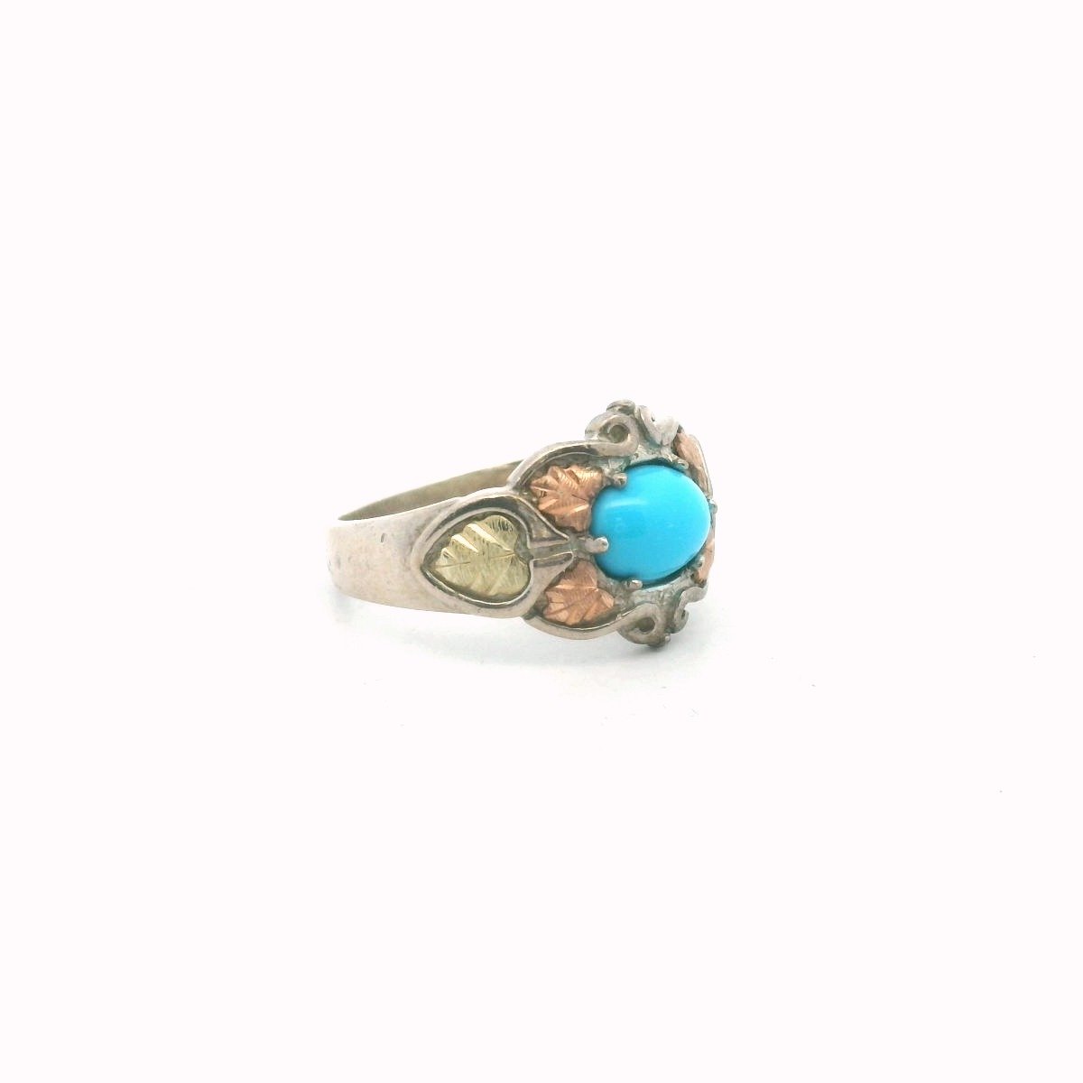 Sterling Silver & 12K Multi-Tone Gold Turquoise Ring