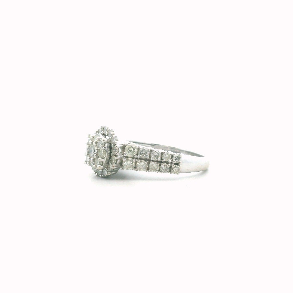14K White Gold Natural Diamond Ring