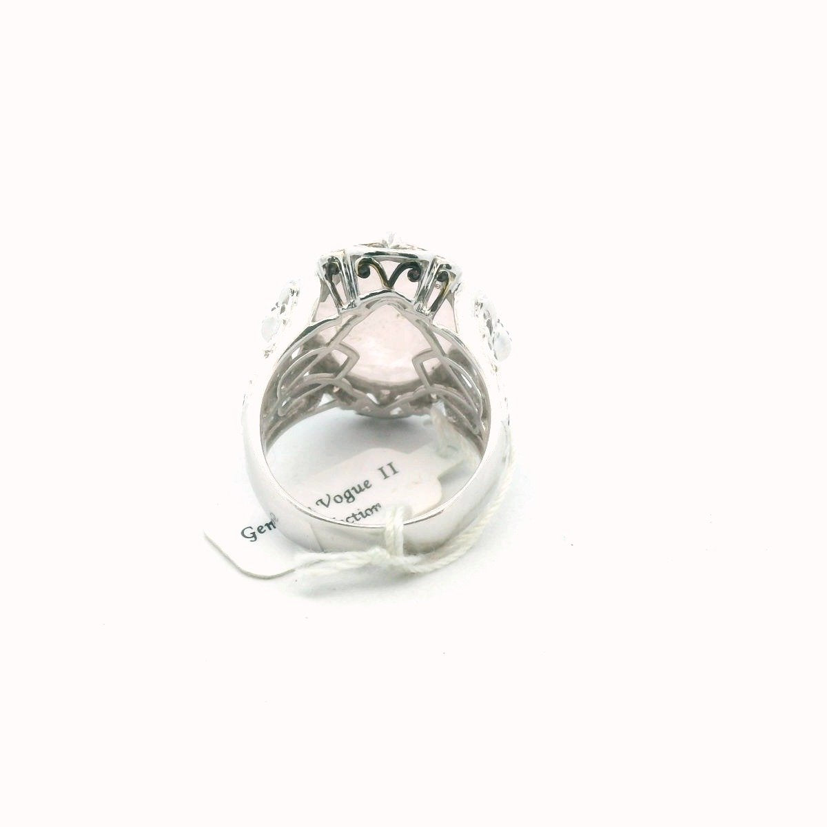 Michael Valitutti Sterling Palladium Alloy Rose Quartz & Tourmaline Ring