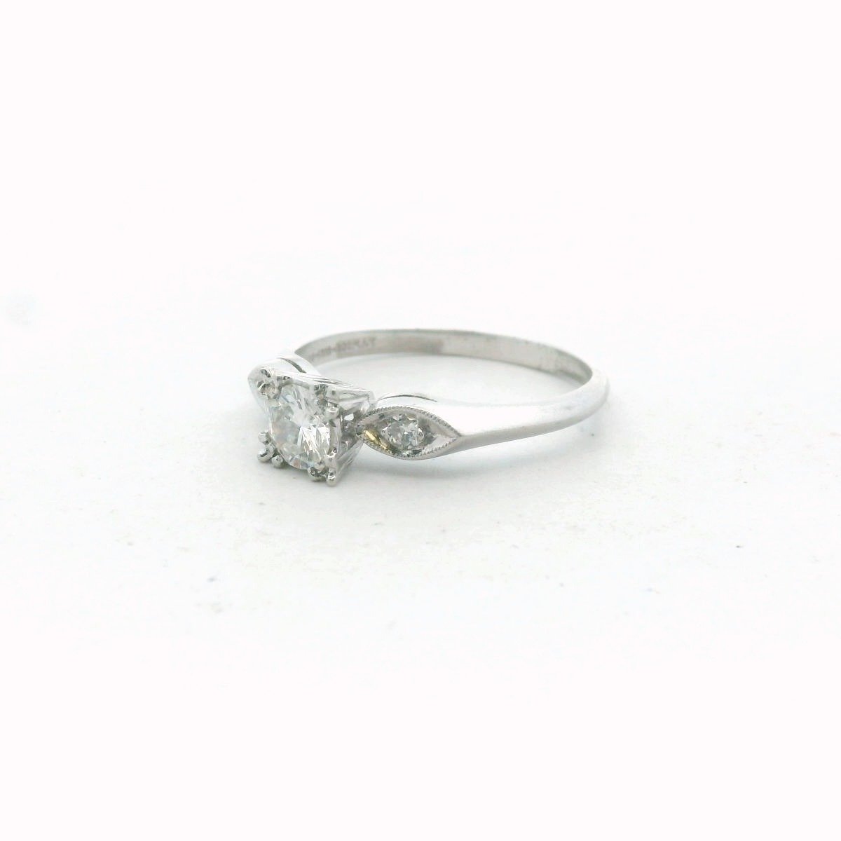 Vintage Platinum Natural Diamond Engagement Ring