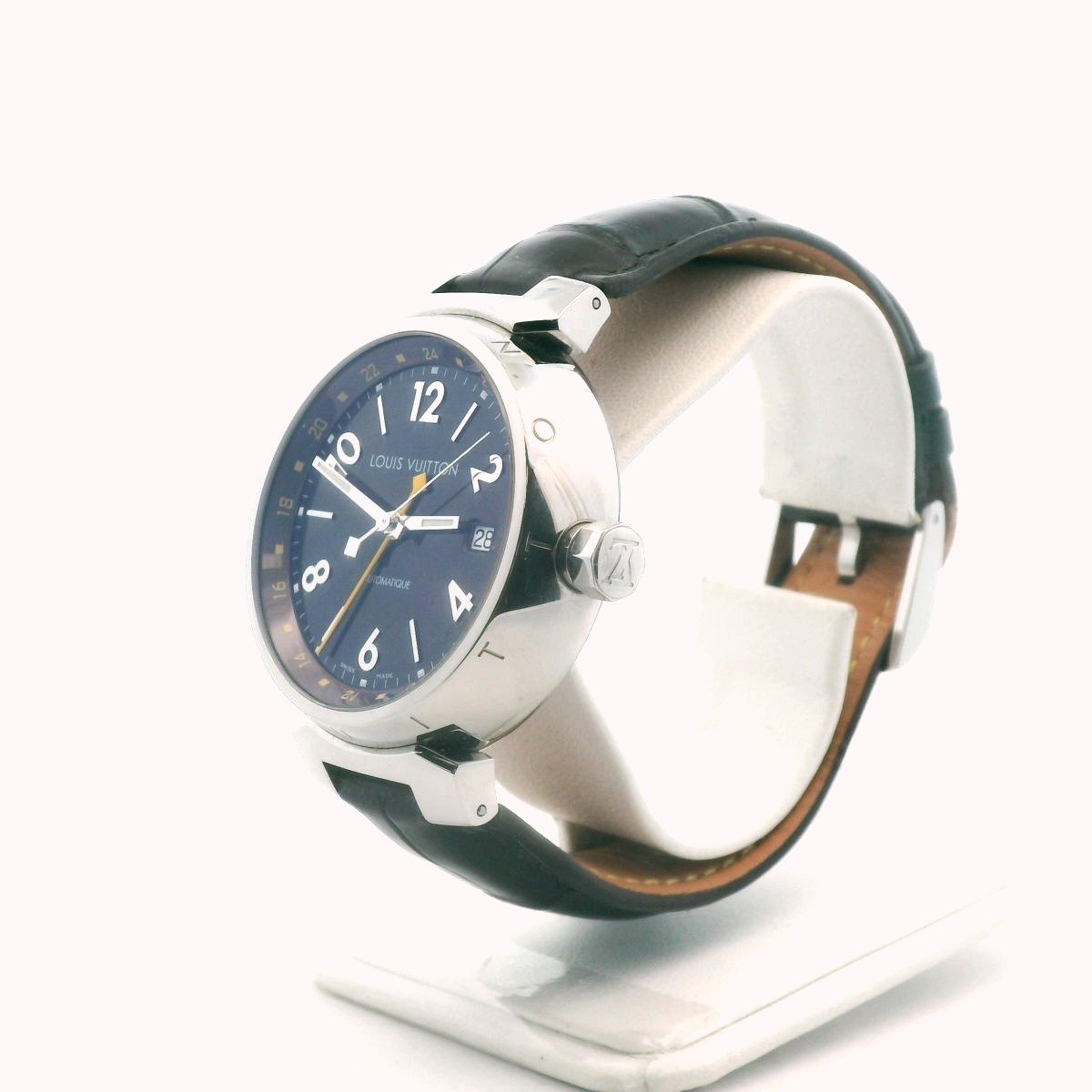 Louis Vuitton Q1131 Stainless Steel Tambour GMT Automatic Watch