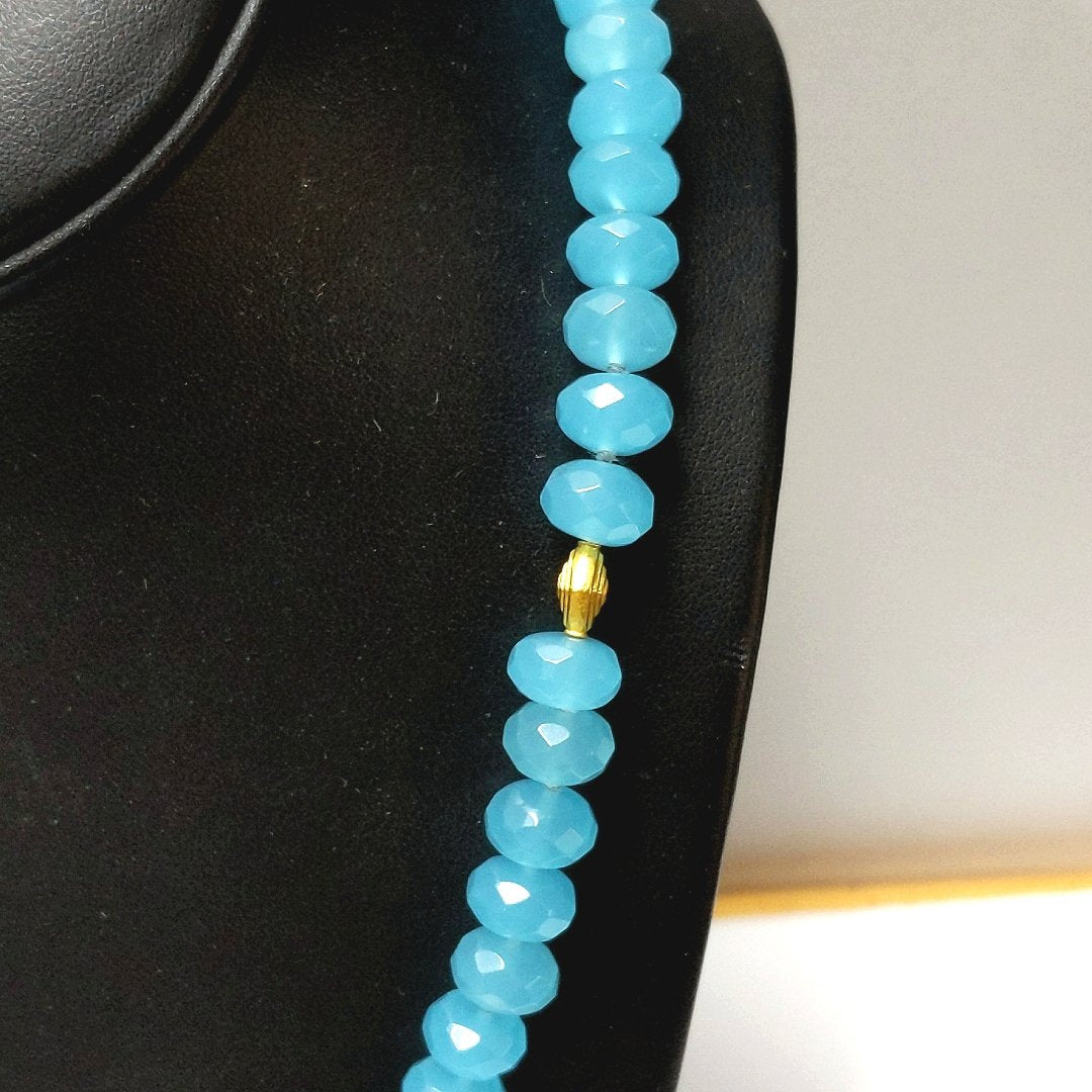 20K Yellow Gold Gabriela Salazar Faceted Blue Chalcedony Necklace