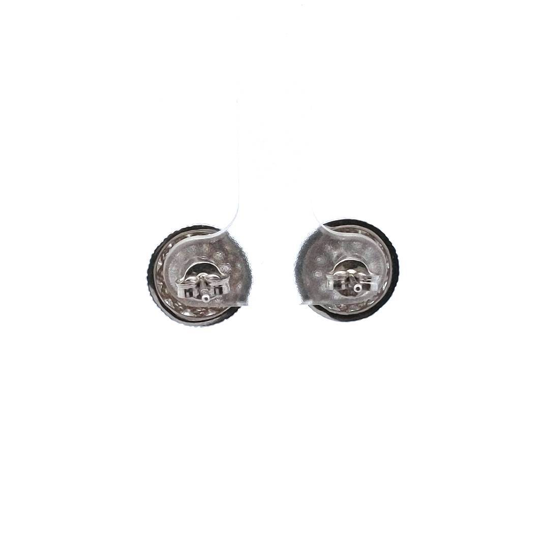 Sterling Silver Dome Shaped Diamond Earrings