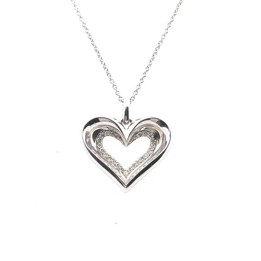 Sterling Silver Diamond Heart Pendant Necklace