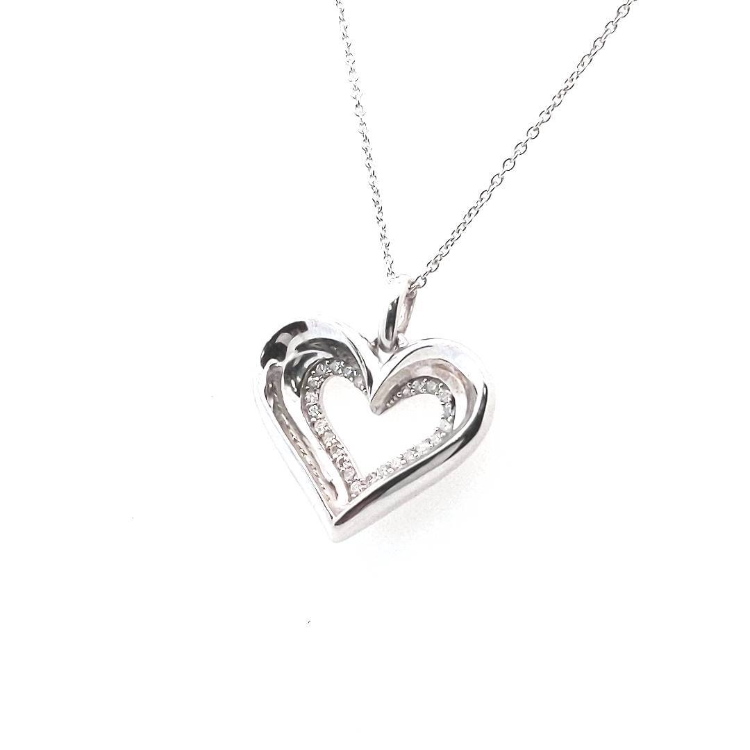 Sterling Silver Diamond Heart Pendant Necklace