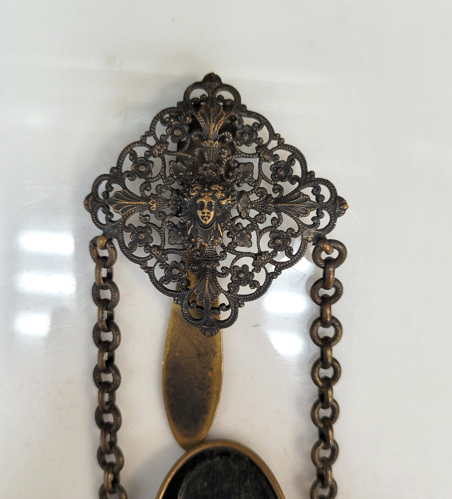 Antique Victorian Brass Chantelaine Spectacle Eye Glass Case