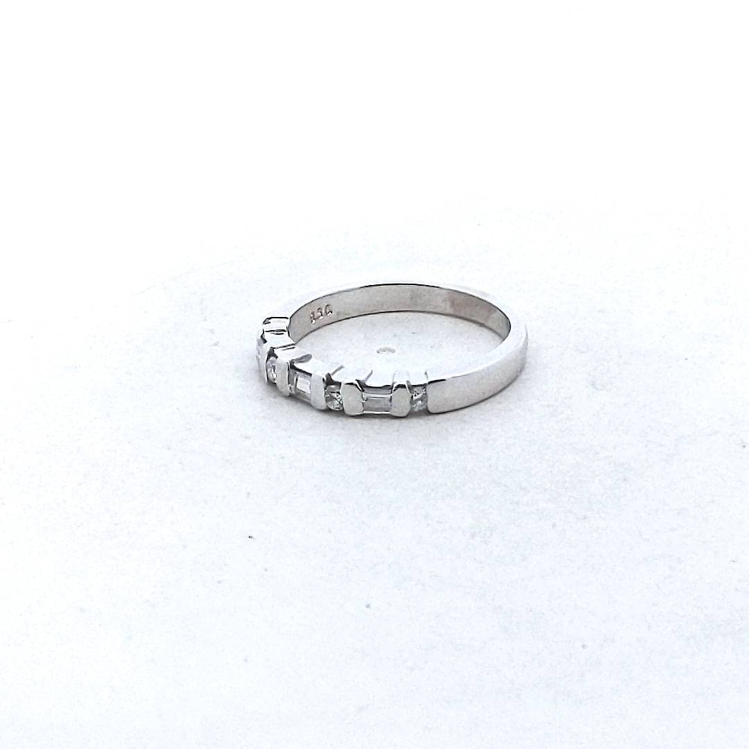 Platinum Baguette & Round Diamond Stackable Wedding Band