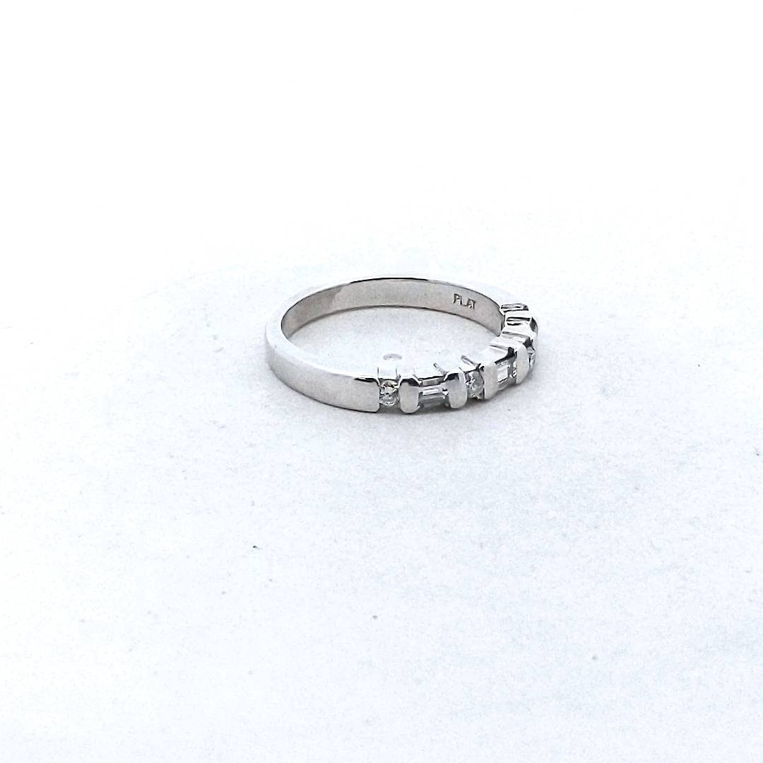 Platinum Baguette & Round Diamond Stackable Wedding Band