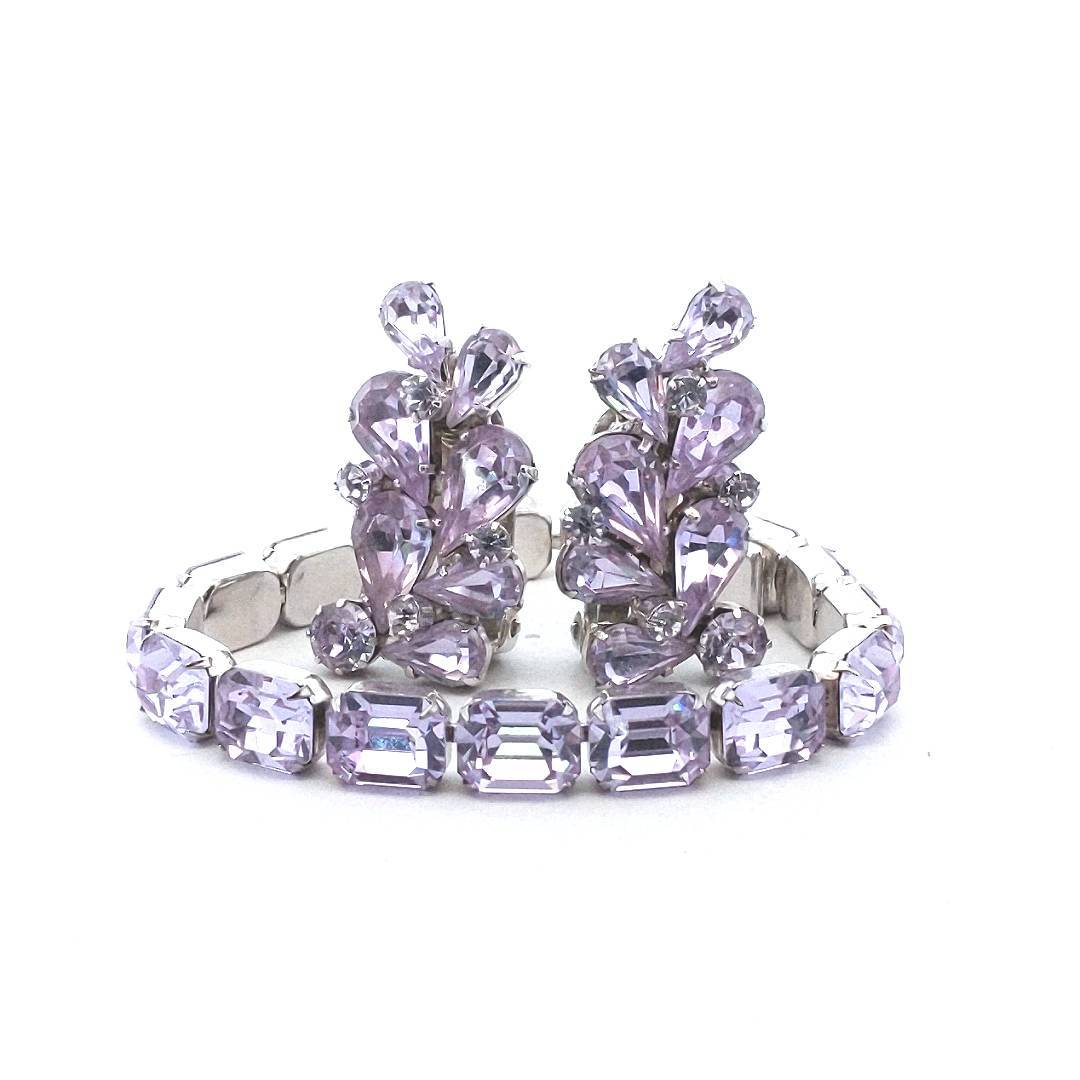 Weiss Blue Rhinestone Bracelet & Earrings Set