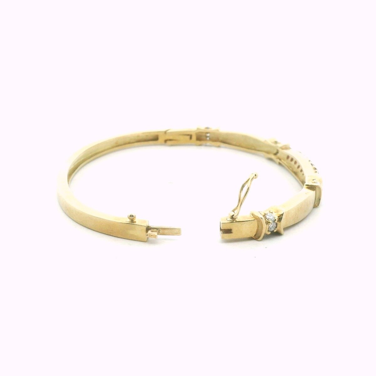 Vintage 14K Yellow Gold Diamond & Ruby Bangle