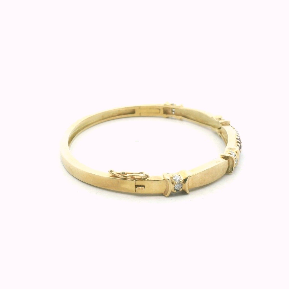 Vintage 14K Yellow Gold Diamond & Ruby Bangle