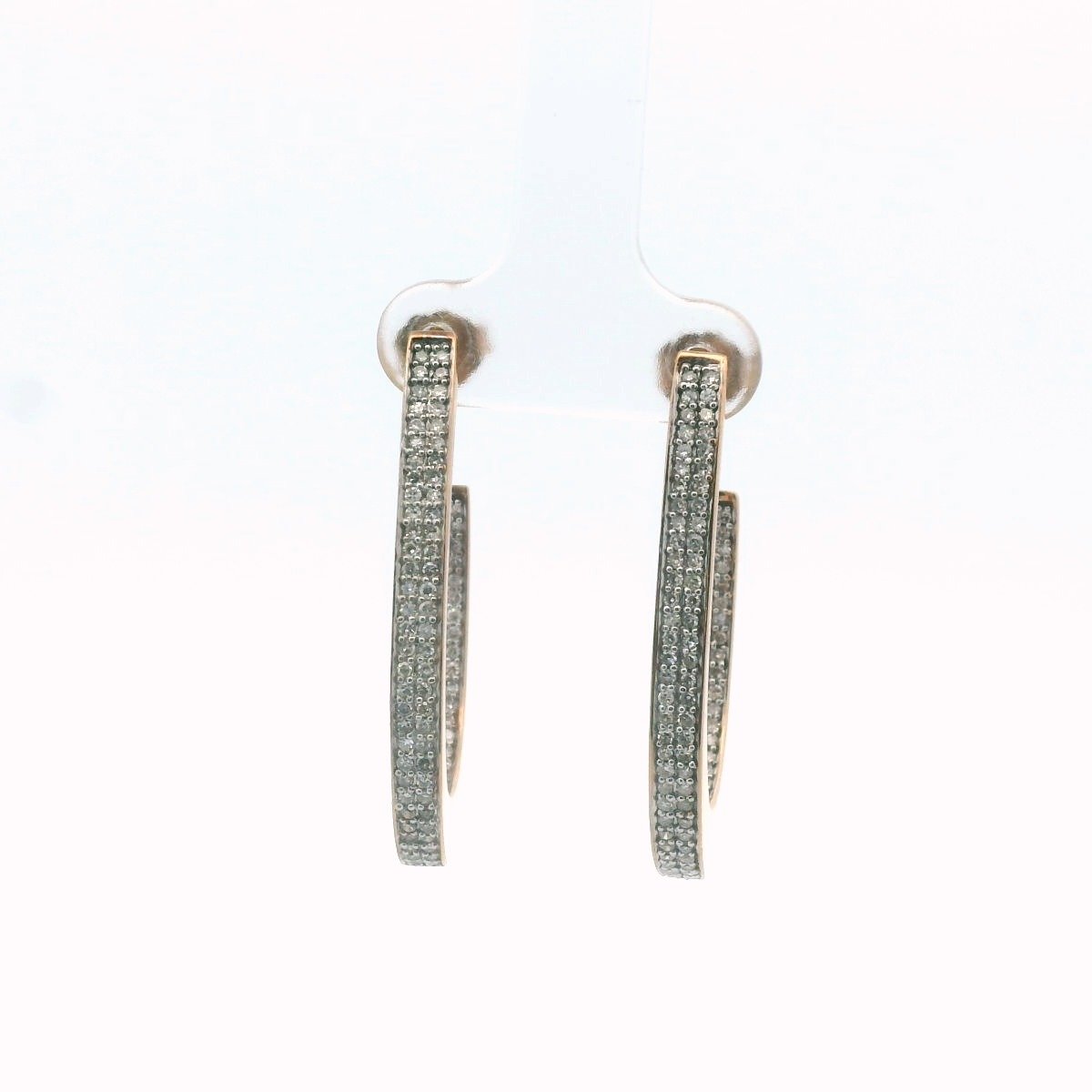 LR Jewelers 14K Rose Gold Inside-Out Diamond Eliptical Earrings