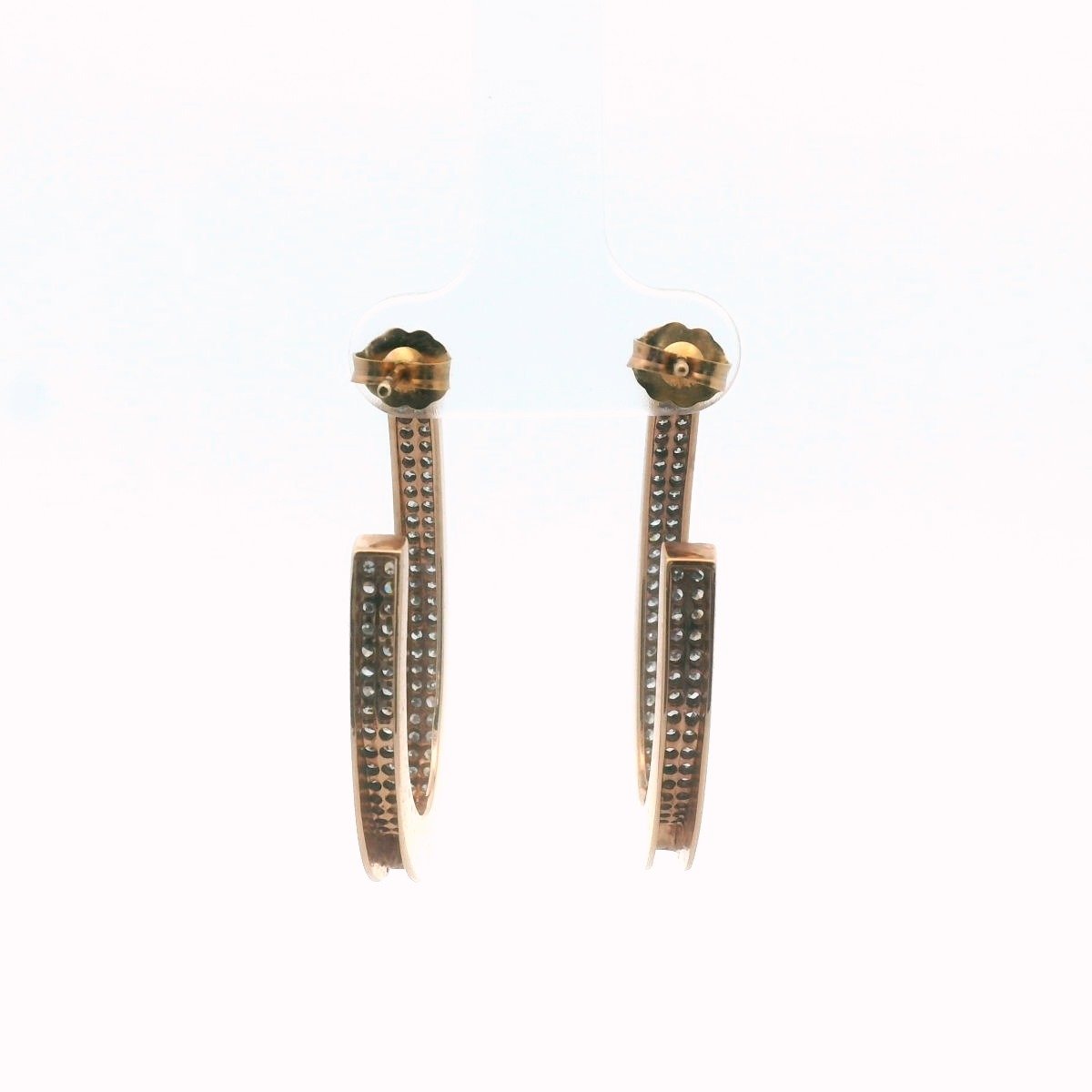 LR Jewelers 14K Rose Gold Inside-Out Diamond Eliptical Earrings