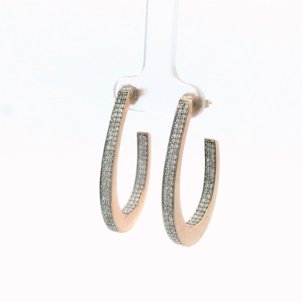 LR Jewelers 14K Rose Gold Inside-Out Diamond Eliptical Earrings