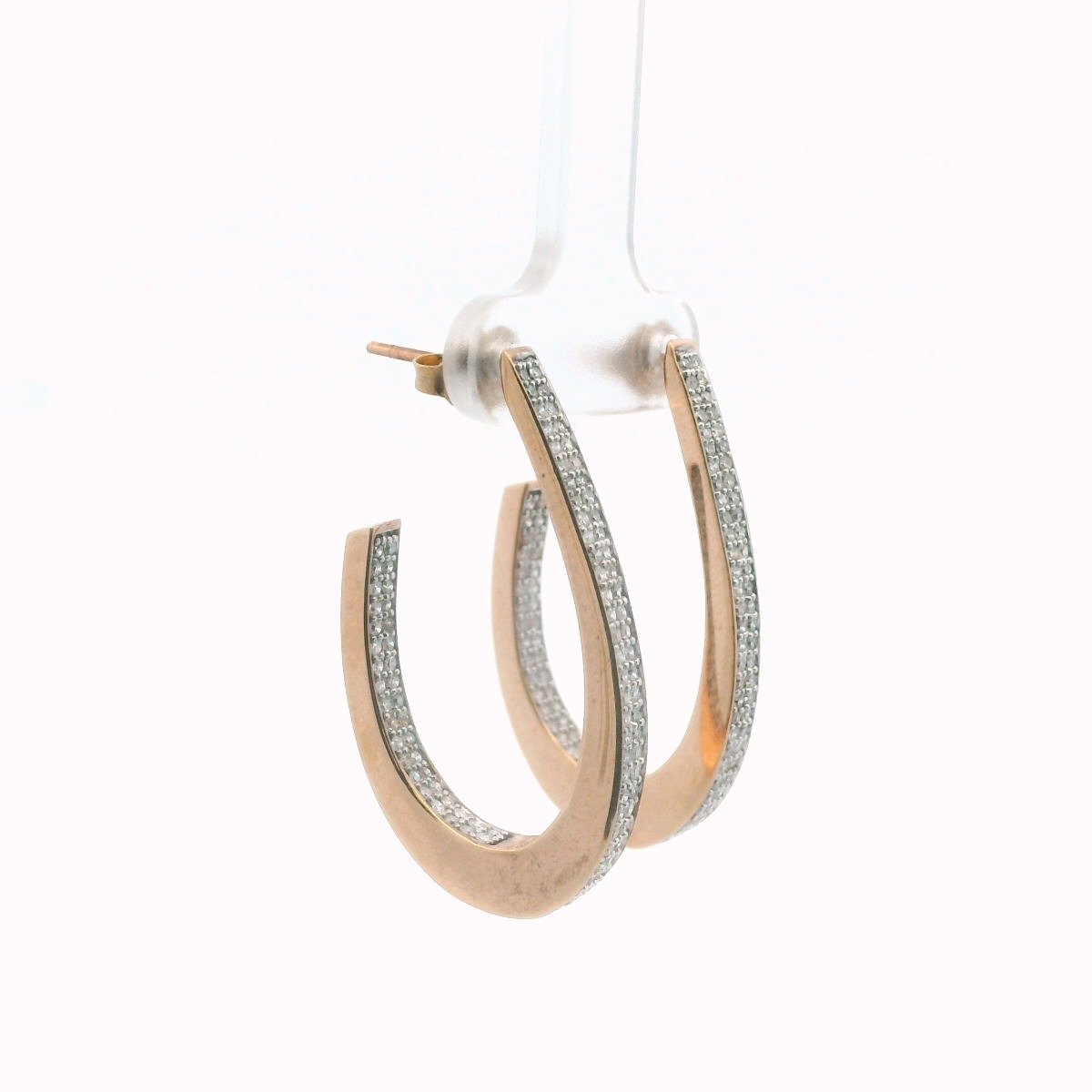 LR Jewelers 14K Rose Gold Inside-Out Diamond Eliptical Earrings