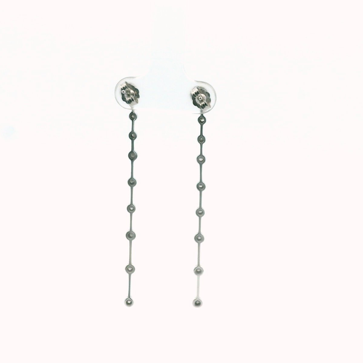 14K White Gold Diamond Knife Edge Bar Style Drop Earrings