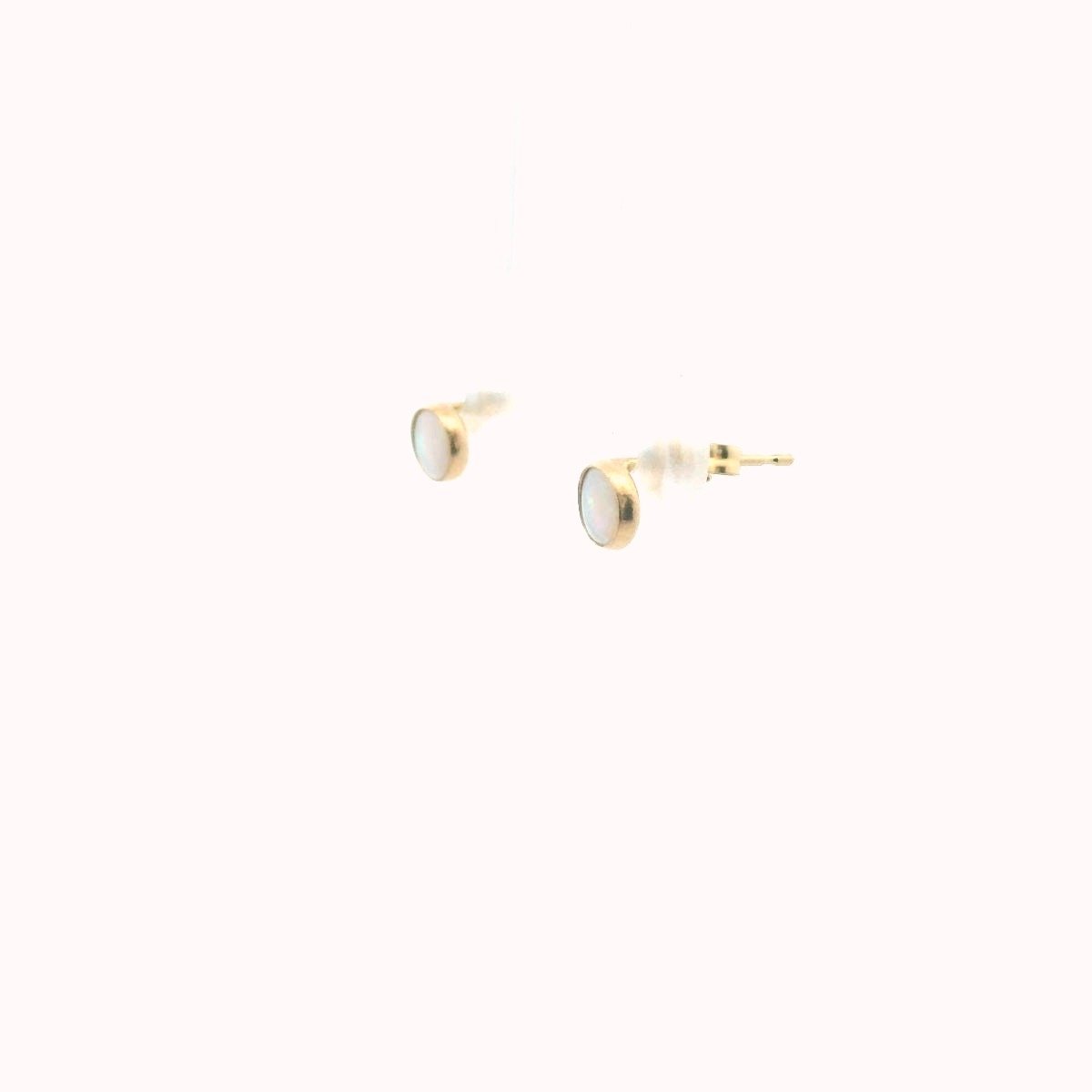 14K Yellow Gold Opal Stud Earrings