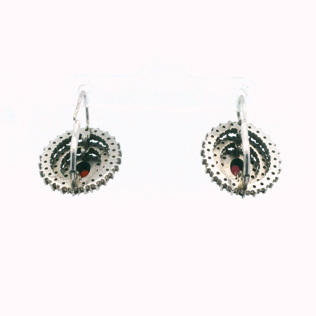 Vintage 950 Silver Bohemian Garnet Earrings