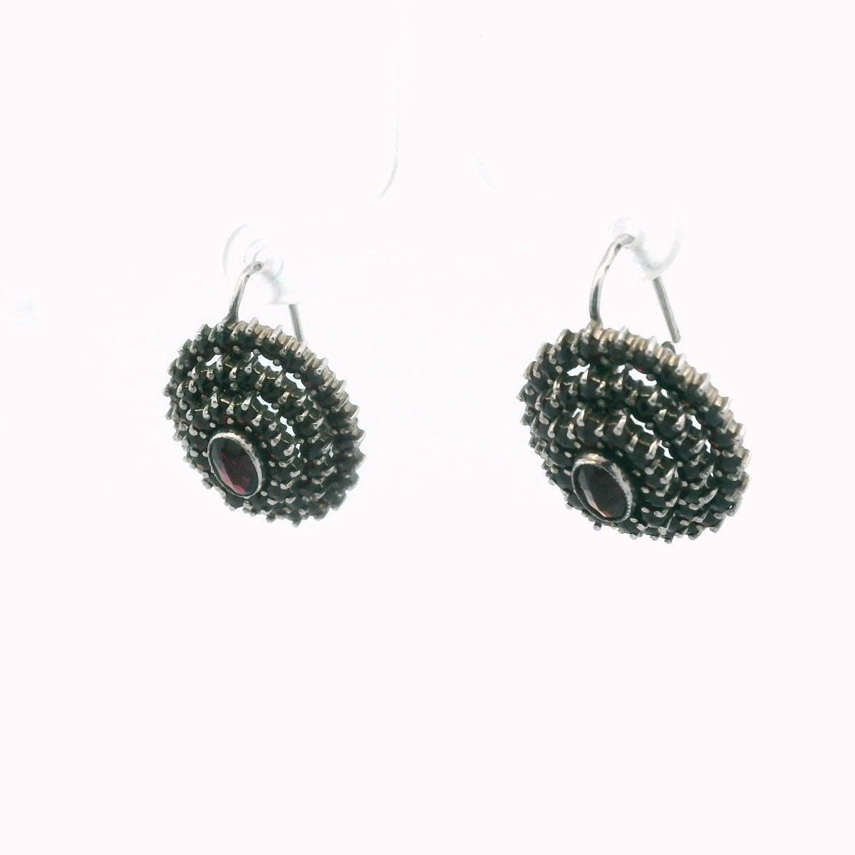 Vintage 950 Silver Bohemian Garnet Earrings