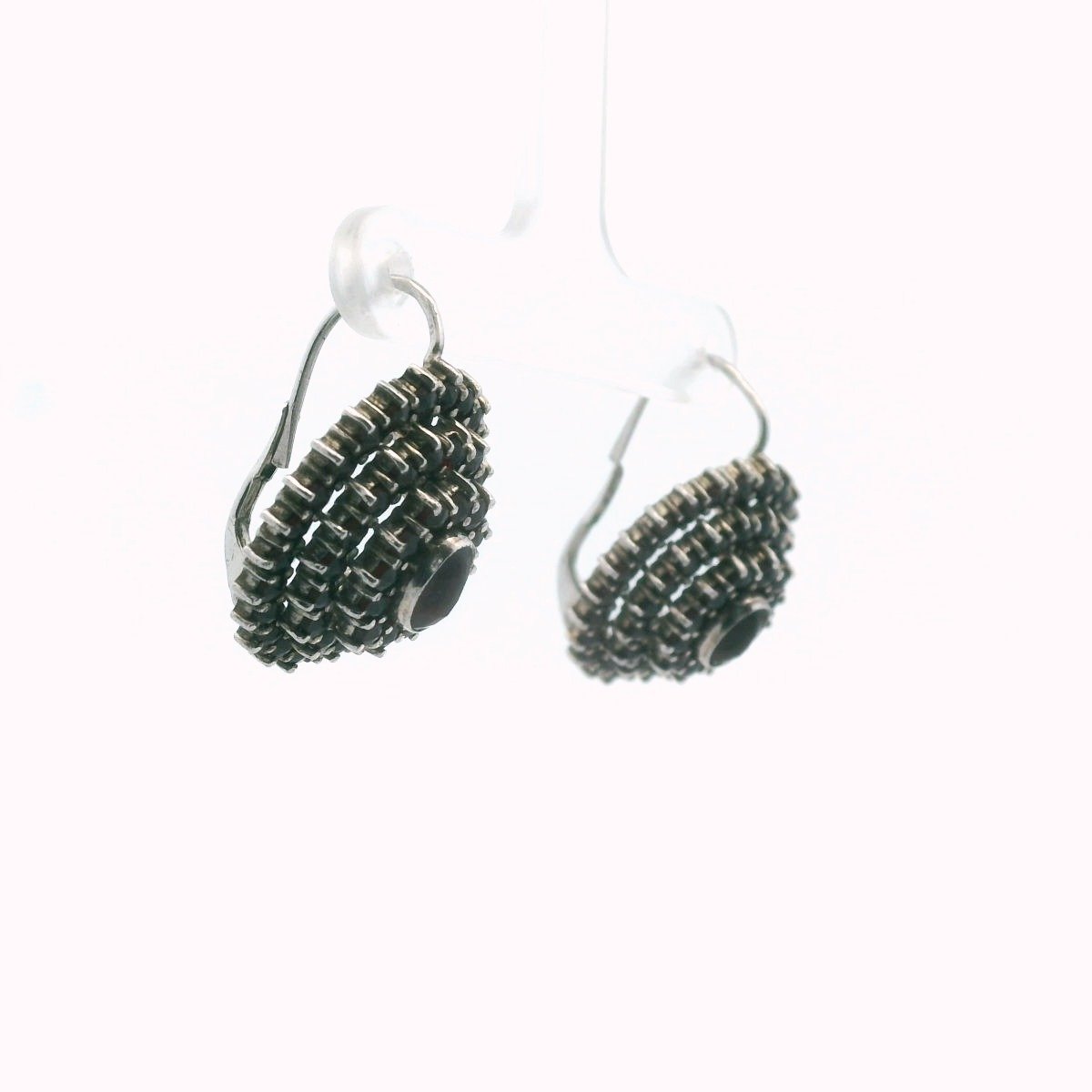 Vintage 950 Silver Bohemian Garnet Earrings