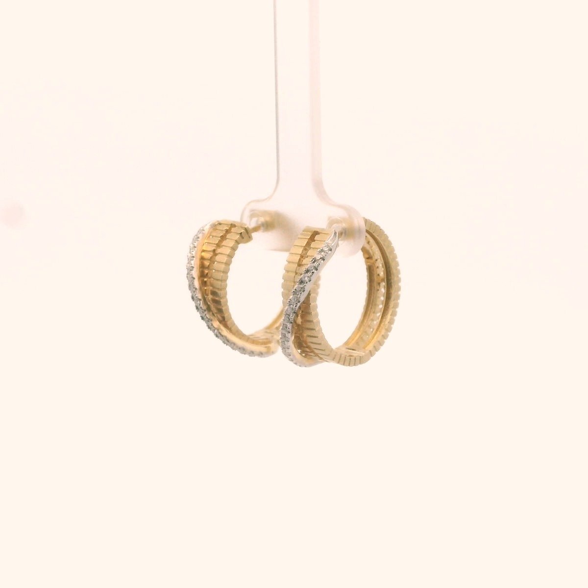 Sonia Bitton 14K Ywo Tone Gold Diamond Crossover Hoop Earrings