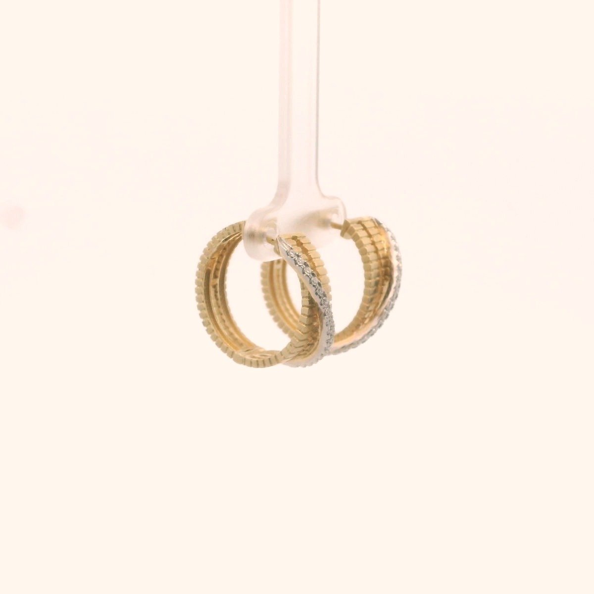 Sonia Bitton 14K Ywo Tone Gold Diamond Crossover Hoop Earrings