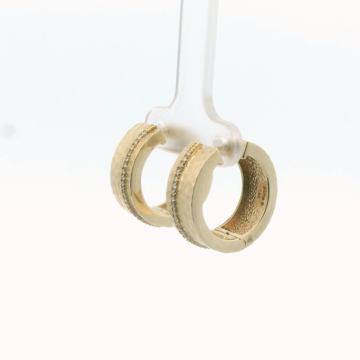 Sonia Bitton 14K Yellow Gold Galerie de Bijoux Diamond Hammered Hoops
