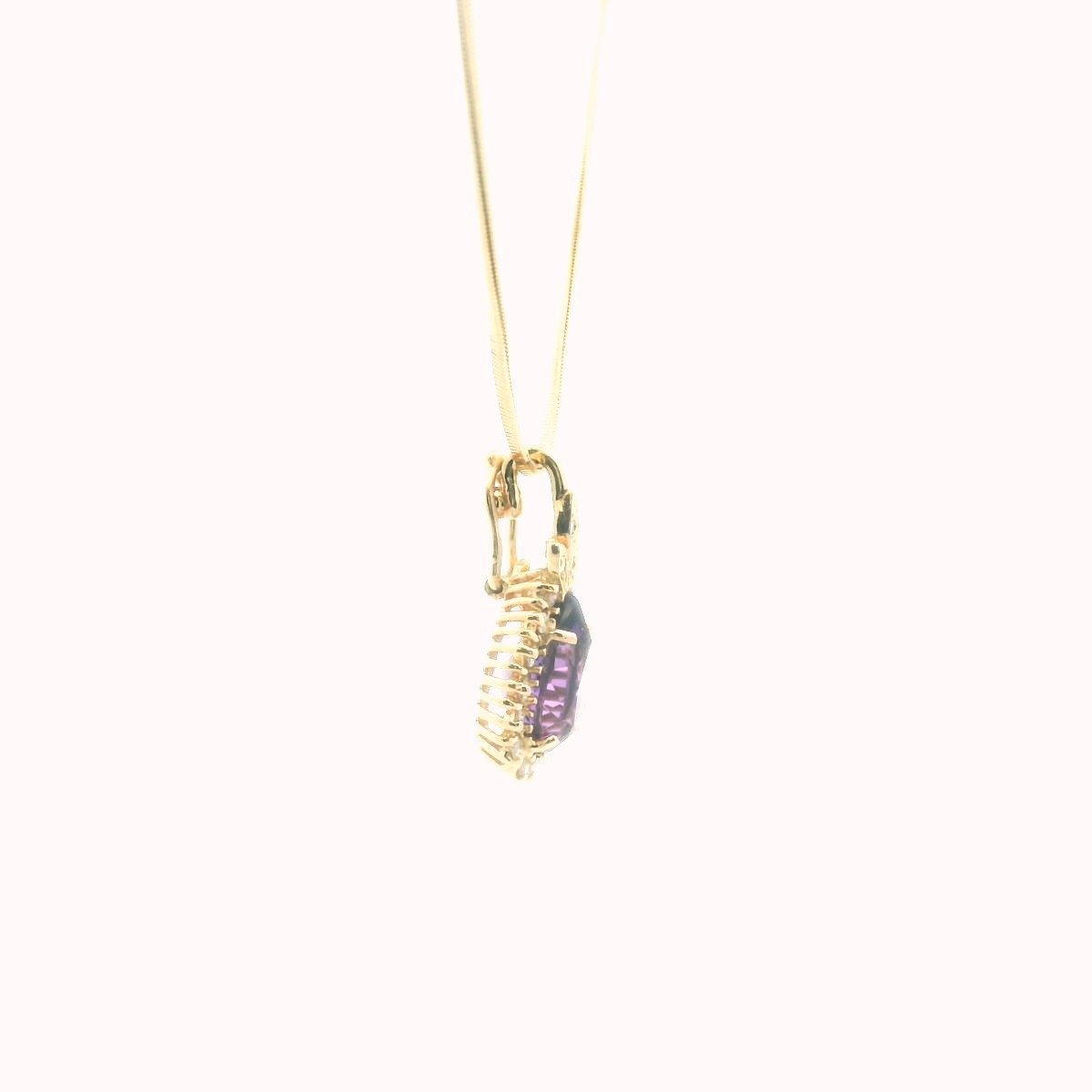 Vintage 14K Yellow Gold Diamond & Amethyst Necklace