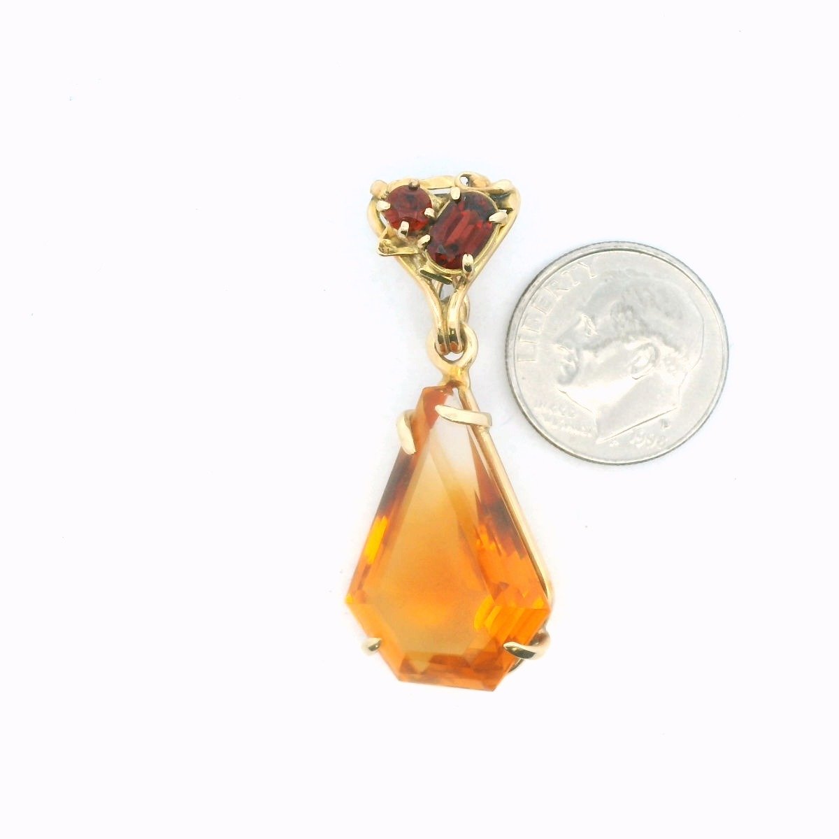 Vintage 14K Yellow Gold Garnet & Citrine Pendant