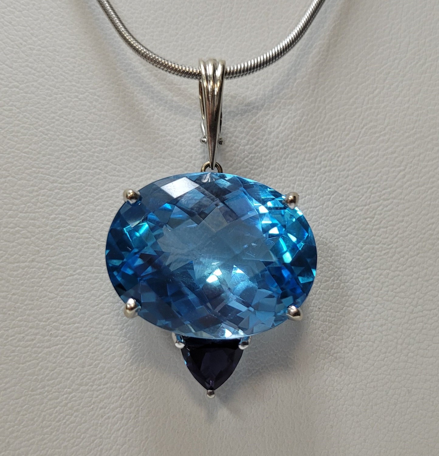 14K White Gold Blue Topaz & Iolite Necklace