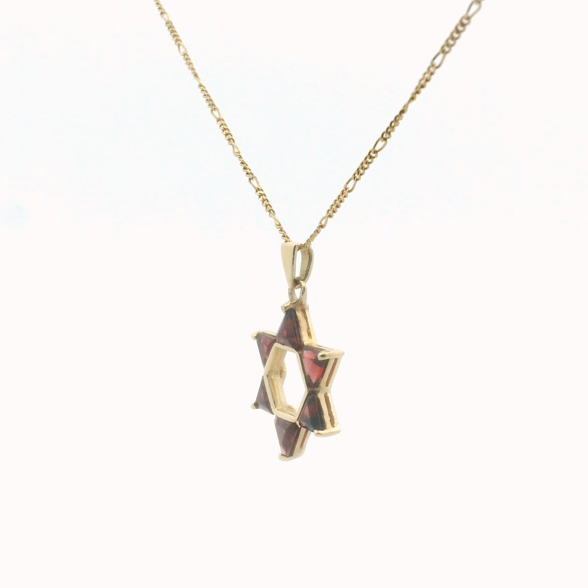 14K Yellow Gold Garnet Star of David Necklace