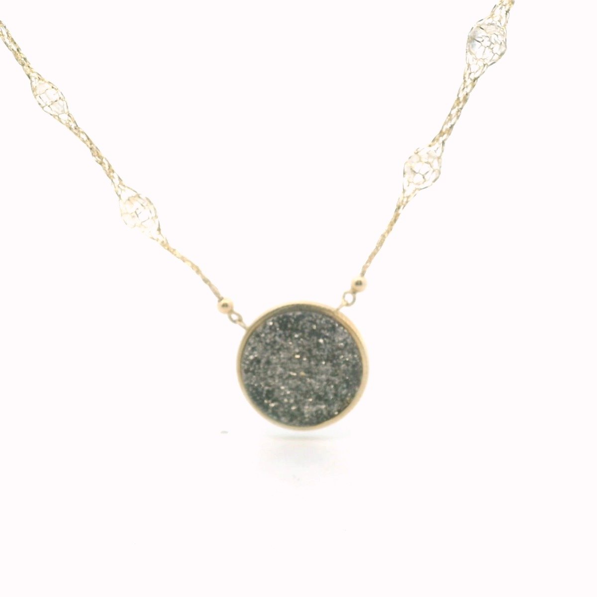 Milor 14K Yellow Gold Druzy Quartz Necklace